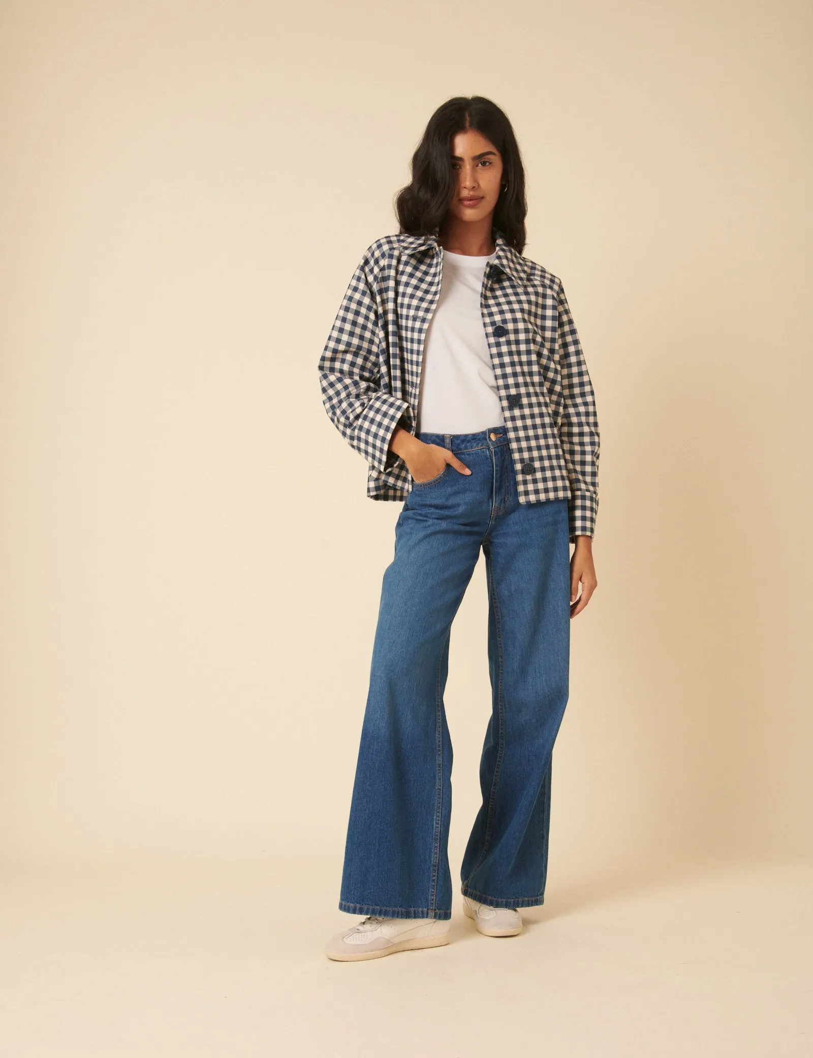 Blue Gingham Swing Jacket sold by Nobody's Child product image thumbnail 4