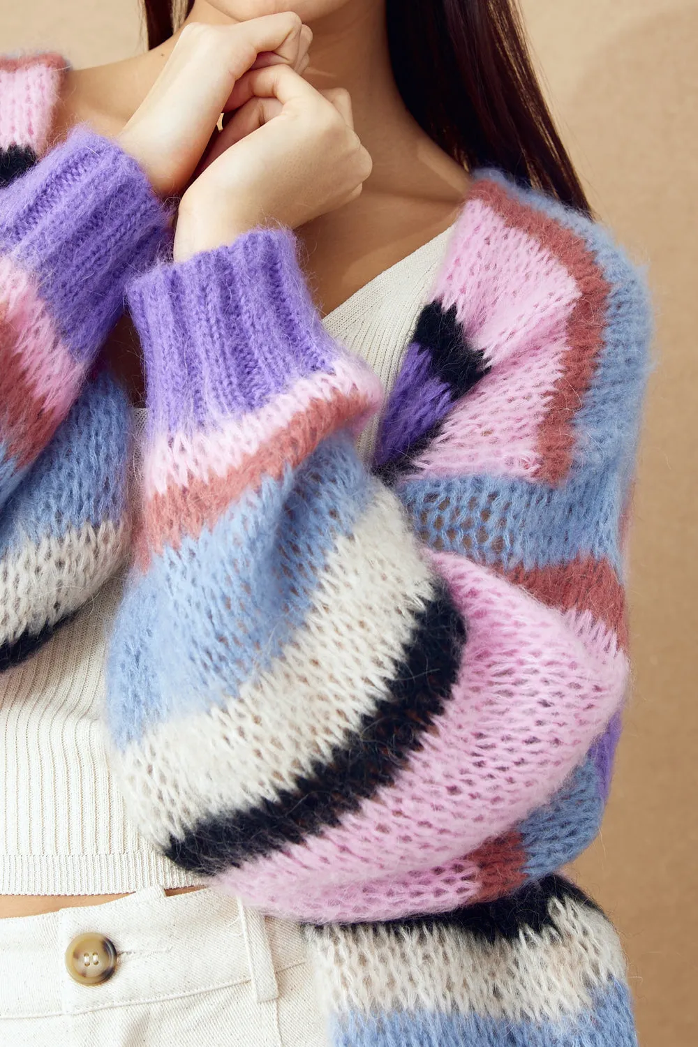 Ronette Knit Cardigan Mix Stripe sold by Noella Fashion product image thumbnail 3