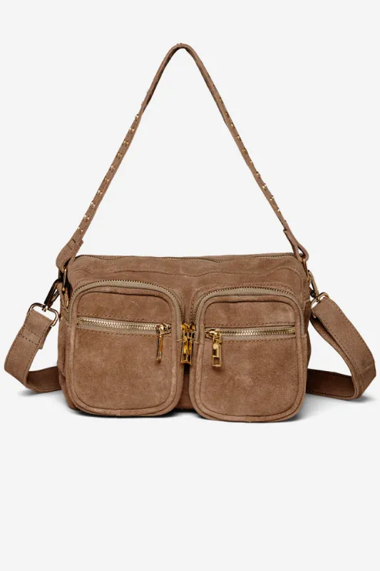 Celina Bag Real Suede W. Gold Taupe sold by Noella Fashion