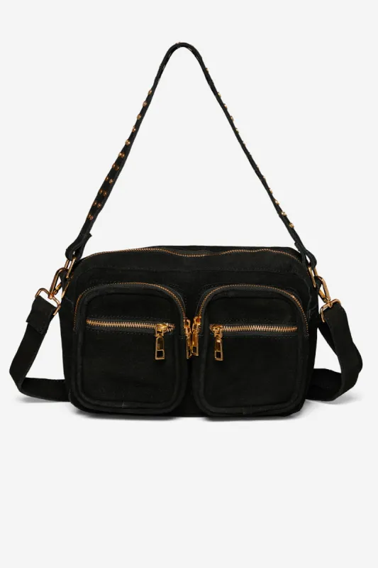 Celina Bag Real Suede W. Gold Black sold by Noella Fashion