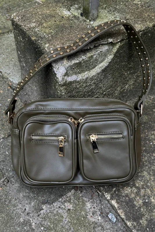 Celina Bag w. Gold Dark Olive sold by Noella Fashion