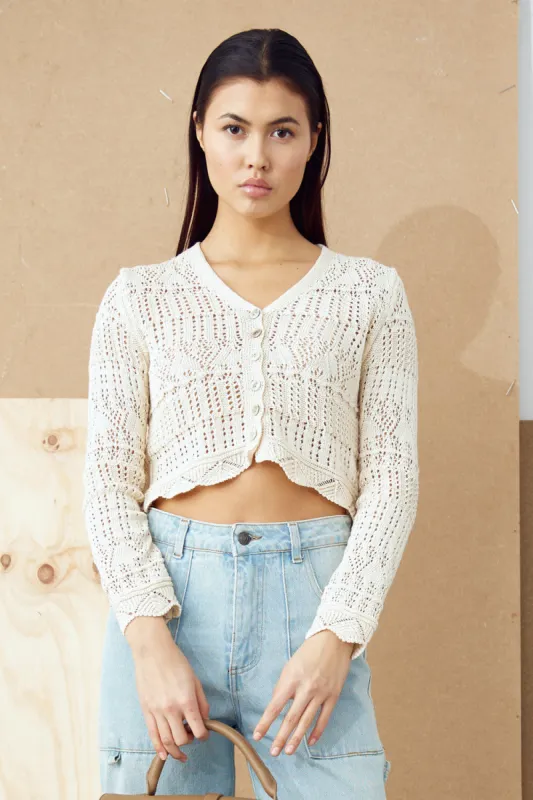 Jackie Knit Cardigan Offwhite sold by Noella Fashion