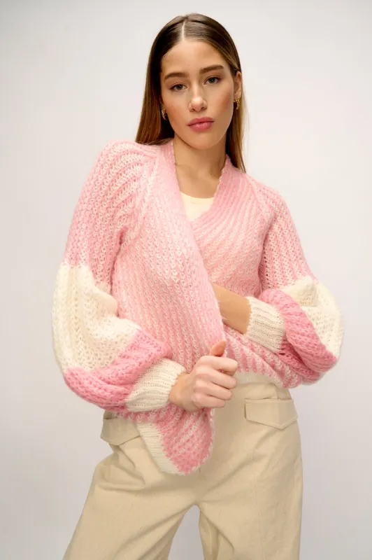 Liana Knit Cardigan White/Rose sold by Noella Fashion