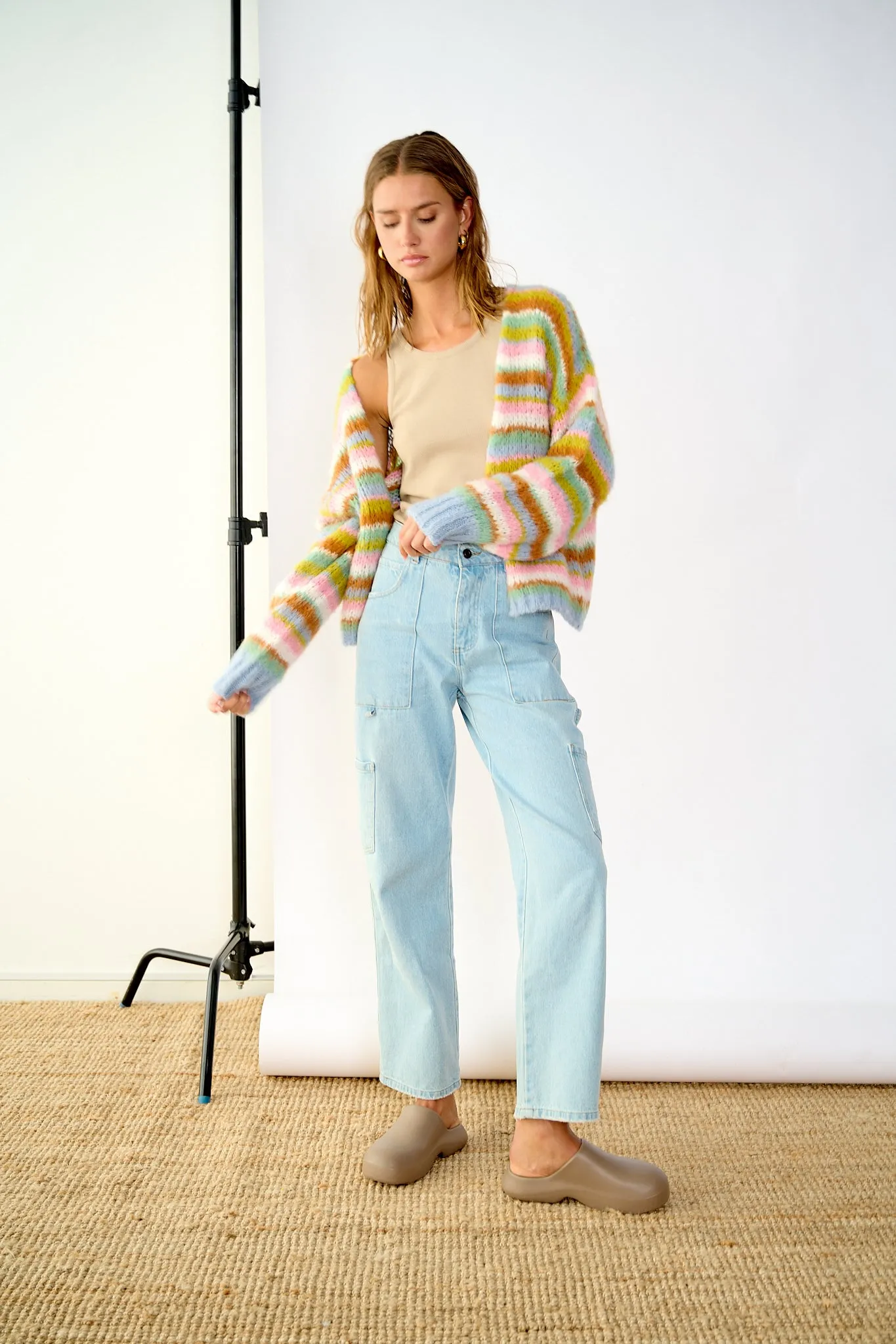 Rima Pool Knit Cardigan Light Blue/Yellow/Rose sold by Noella Fashion product image thumbnail 3