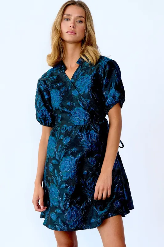 Kai Aya Wrap Dress Ocean Blue Mix made by Noella Fashion