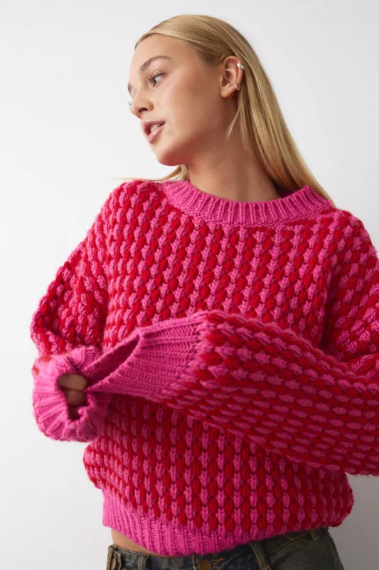 Gio Knit Jumper Pink Red Mix sold by Noella Fashion