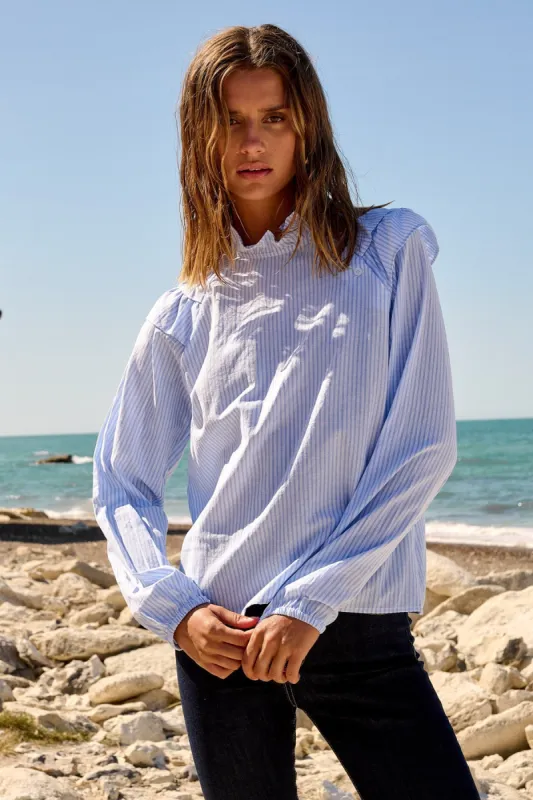 Renata Blouse Blue Stripe sold by Noella Fashion