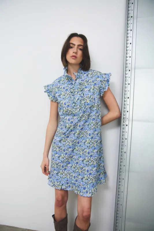 Sally Dress Blue/Yellow Flower sold by Noella Fashion