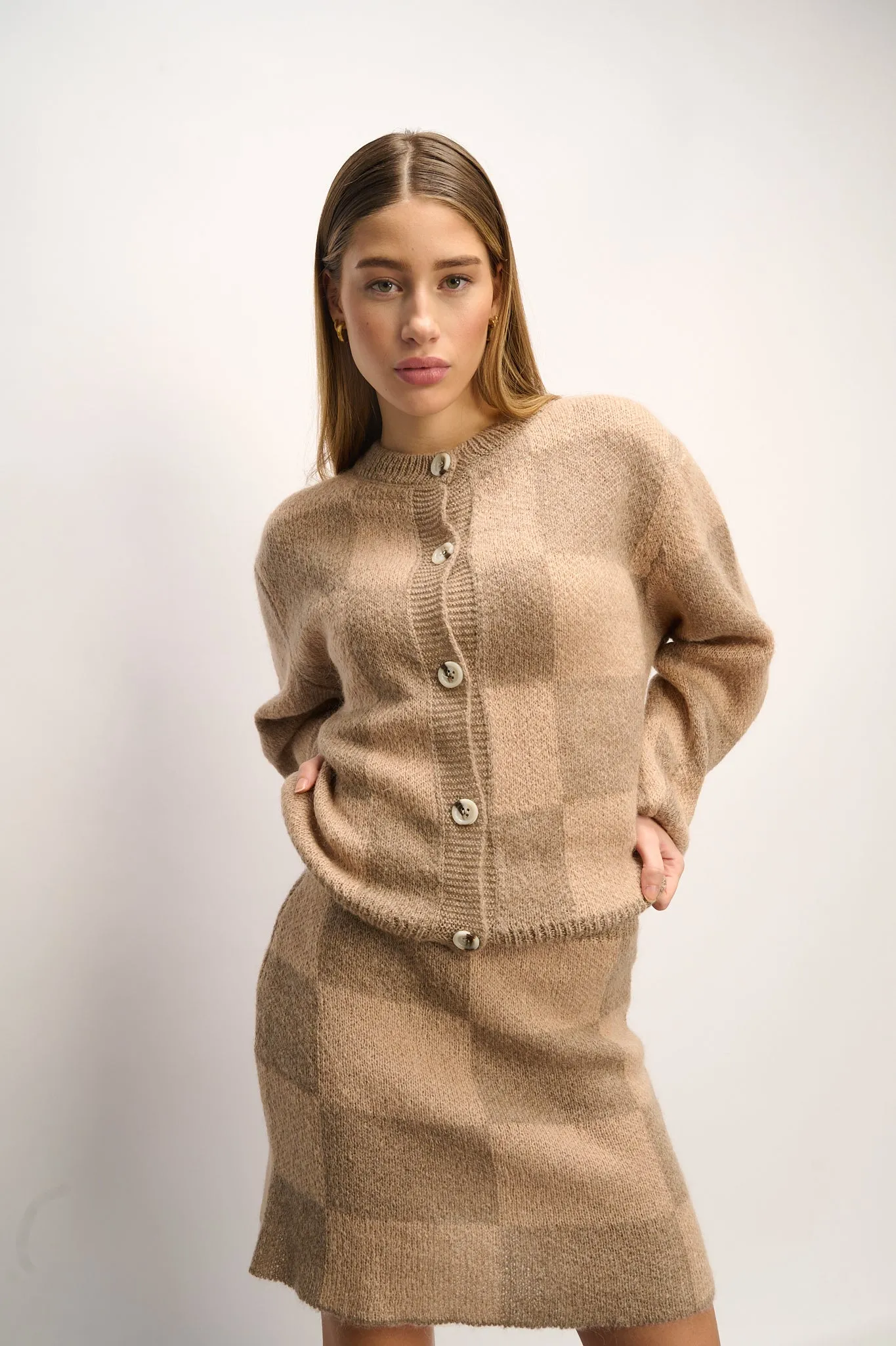 Kiana Knit Cardigan Brown/Sand sold by Noella Fashion product image thumbnail 2