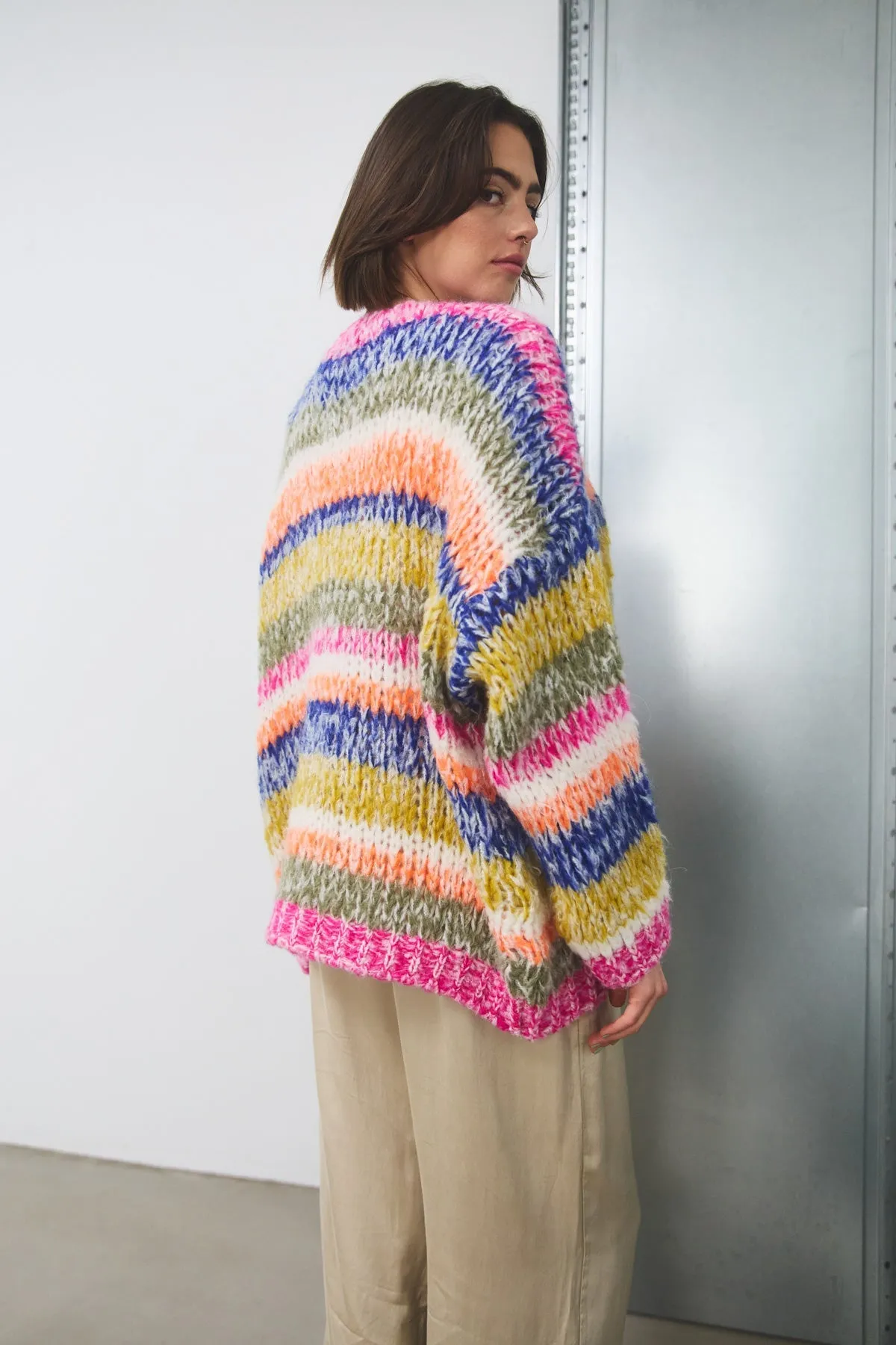 Krissa Knit Cardigan Tundra Stripe sold by Noella Fashion product image thumbnail 4