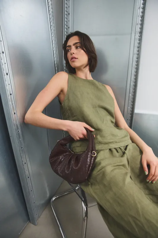 Samira Linen Blouse Khaki sold by Noella Fashion