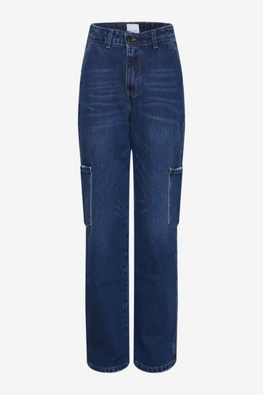 Rory Cargo Jeans Dark Blue Washed sold by Noella Fashion