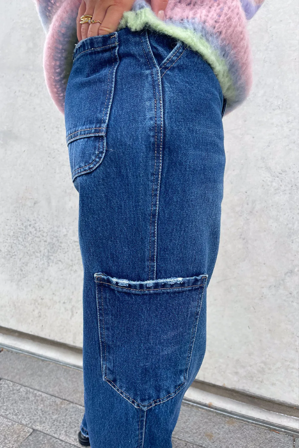 Rory Cargo Jeans Dark Blue Washed sold by Noella Fashion product image thumbnail 3