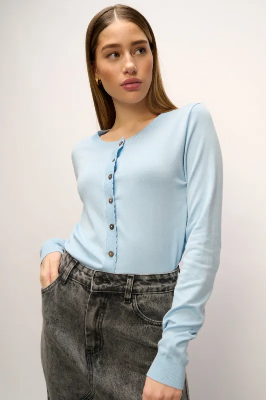 Ayla Knit Cardigan Light Blue Mel. sold by Noella Fashion