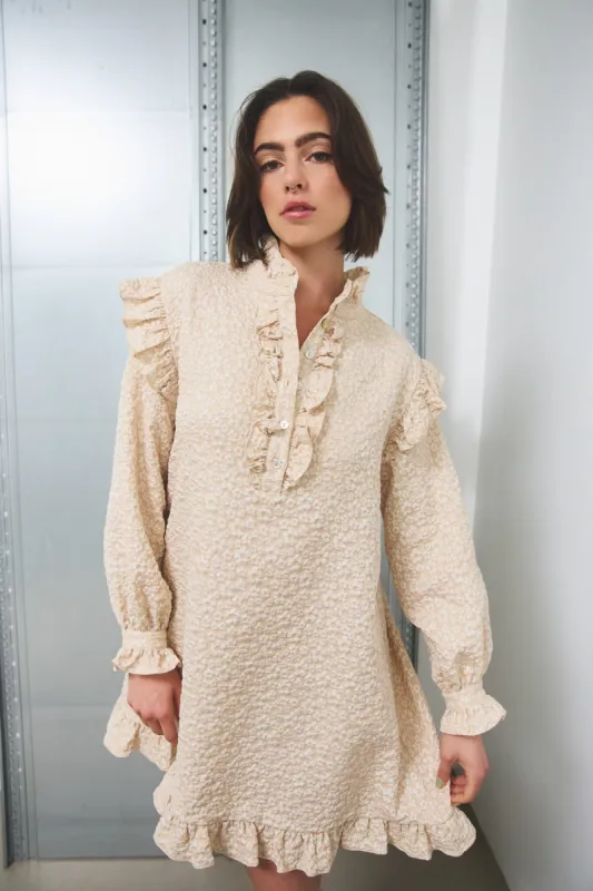 Reno Ruby Ruffle Dress Oyster sold by Noella Fashion