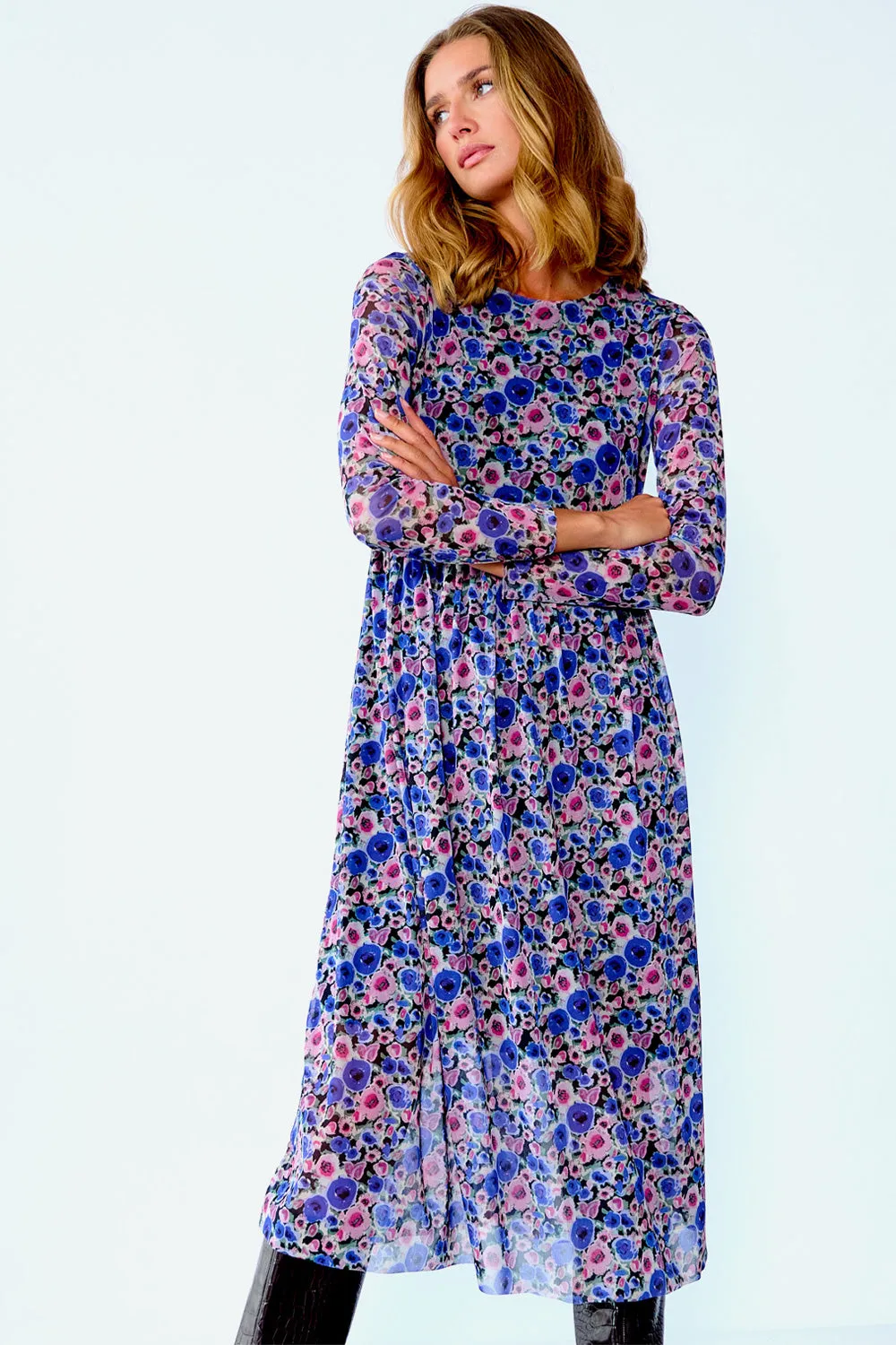 Lola Dress Blue/Pink/Black Mix sold by Noella Fashion