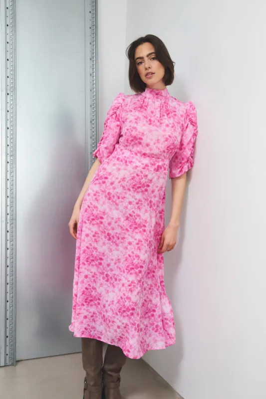Leo long Dress Trudy Pink Print sold by Noella Fashion