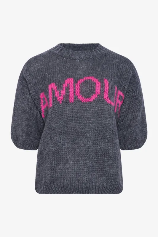 Amour Knit Dark Grey Pink Combo sold by Noella Fashion