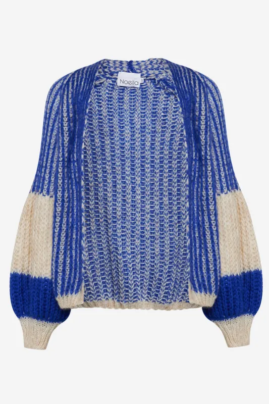 Liana Knit Cardigan Cream/Cobalt Blue sold by Noella Fashion
