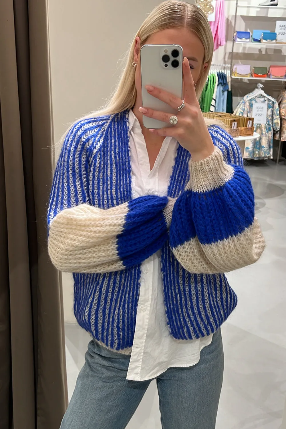 Liana Knit Cardigan Cream/Cobalt Blue sold by Noella Fashion product image thumbnail 2