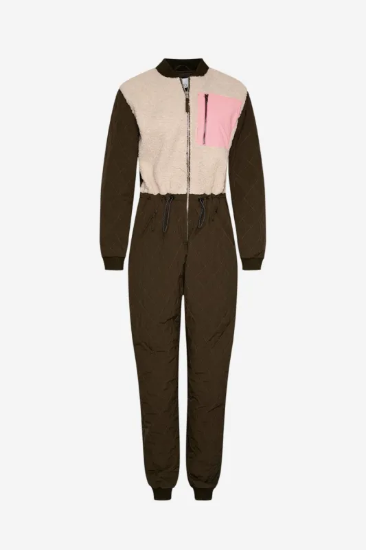 Ana Quilt Jumpsuit Army/white sold by Noella Fashion