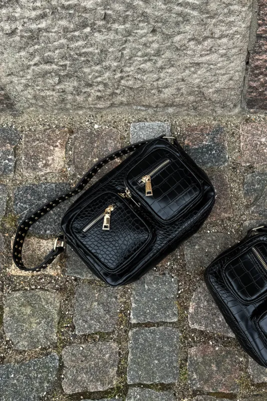 Celina Bag w. Gold Black Croc sold by Noella Fashion