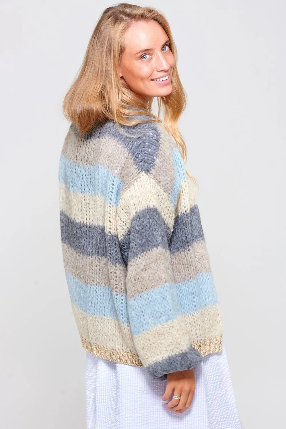 Kala Knit Cardigan Wool Bright Stripes sold by Noella Fashion product image thumbnail 4