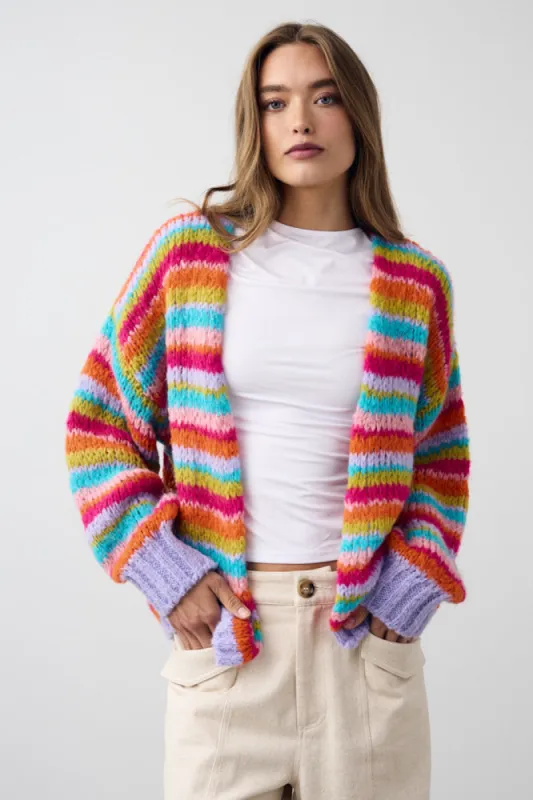 Rima Knit Cardigan Rainbow Combo sold by Noella Fashion