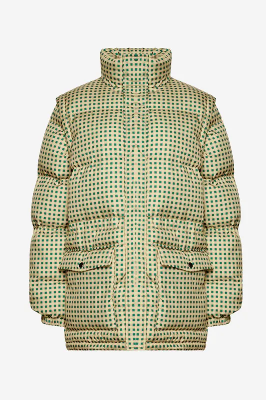 Emilia Puffer Jacket Green/lime Checks sold by Noella Fashion