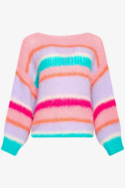 Ella Knit Sweater Rose/Blue/Lilac Mix sold by Noella Fashion
