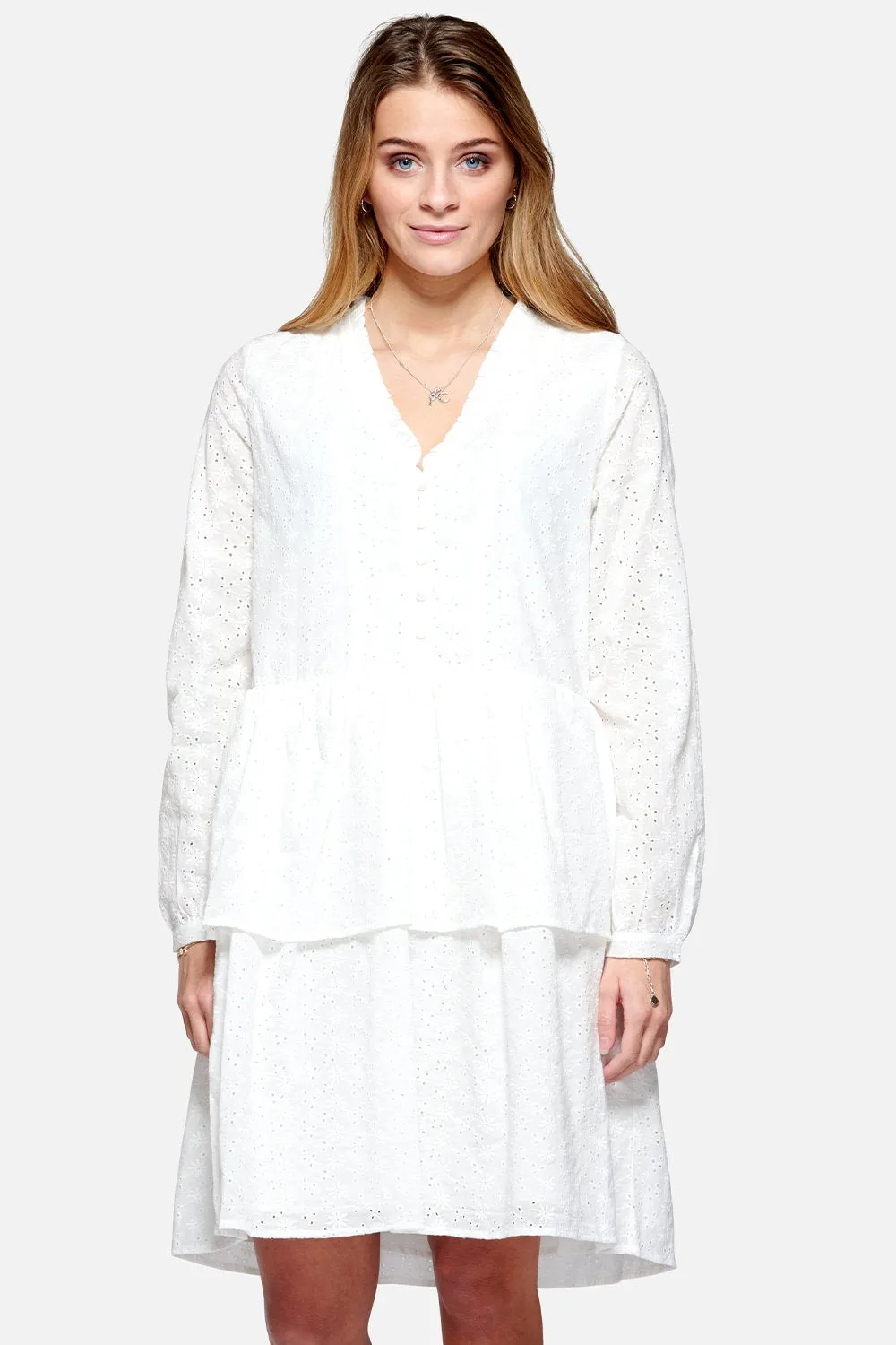 Bille Dress Cotton Embrodery White sold by Noella Fashion