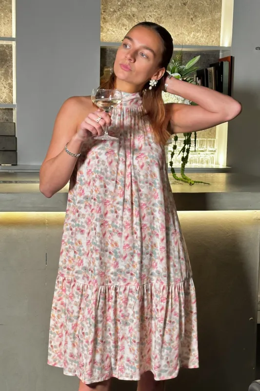London Short Dress Cinthia Pink Print sold by Noella Fashion