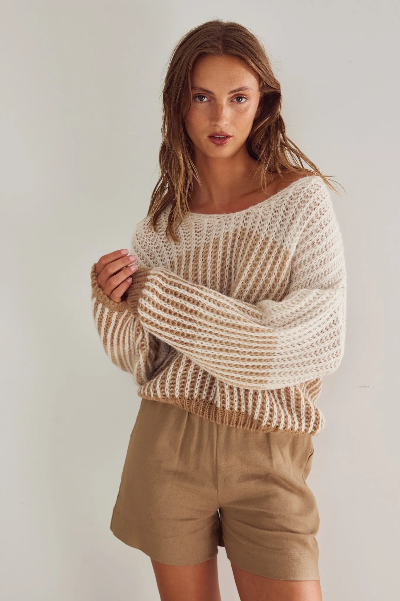 Lillie Knit Cheyenne Sand Stripe sold by Noella Fashion product image thumbnail 4