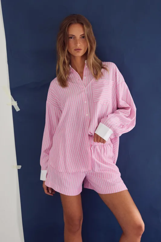 Lakelynn Shirt Carsyn Pink Stripe sold by Noella Fashion