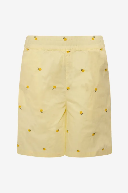 Asia Shorts Pale Yellow W/ Flower sold by Noella Fashion
