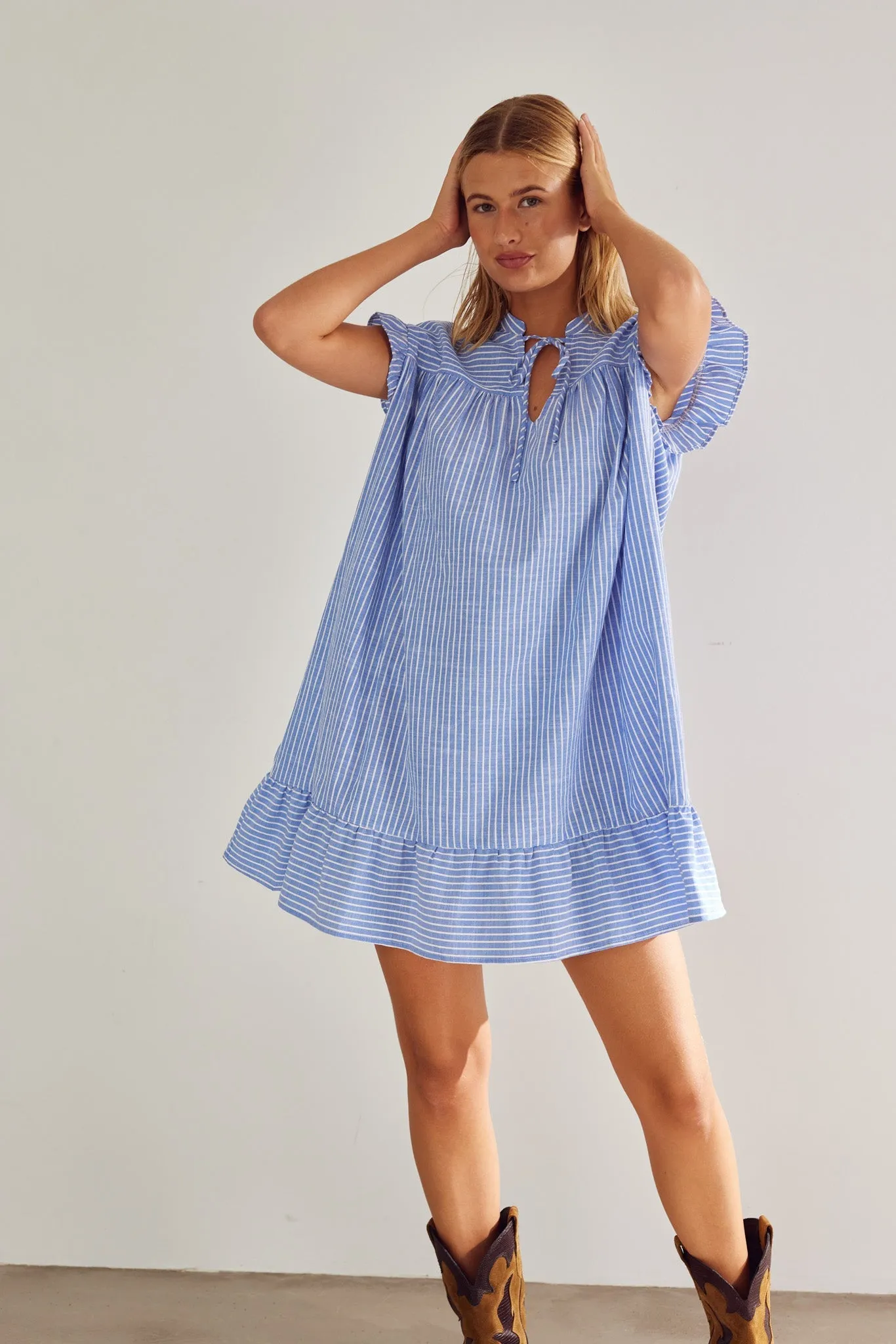 Linnea Dress Blue Stripe sold by Noella Fashion