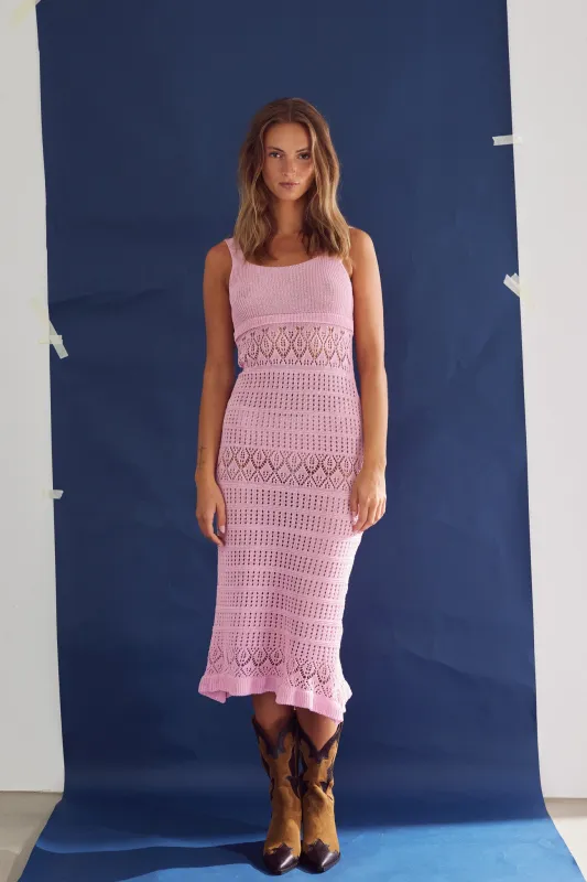 Lacey Knit Dress Pink sold by Noella Fashion