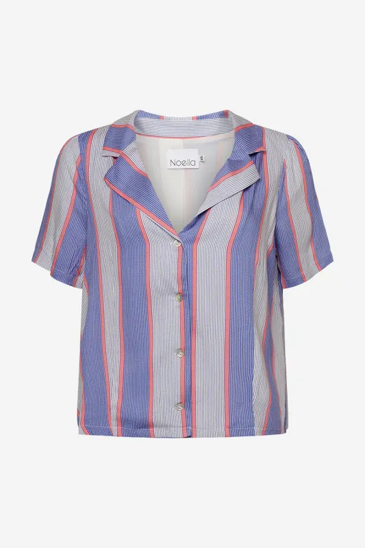 Jan Shirt Viscose Blue/blush Stripe sold by Noella Fashion