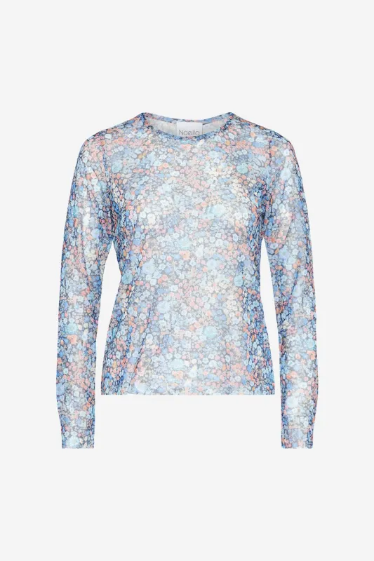 Lola Blouse Mesh Blue Flower sold by Noella Fashion