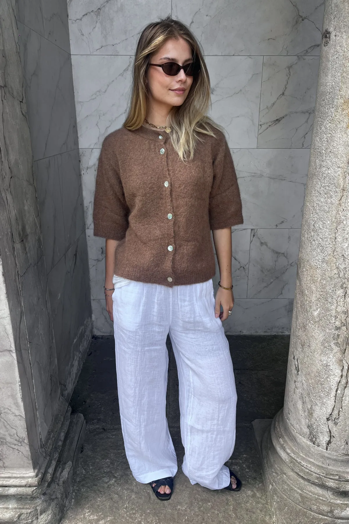 Kae SS Knit Cardigan Timber Brown sold by Noella Fashion