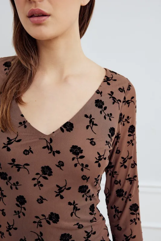 Lucille Top Clarity Morel Print sold by Noella Fashion
