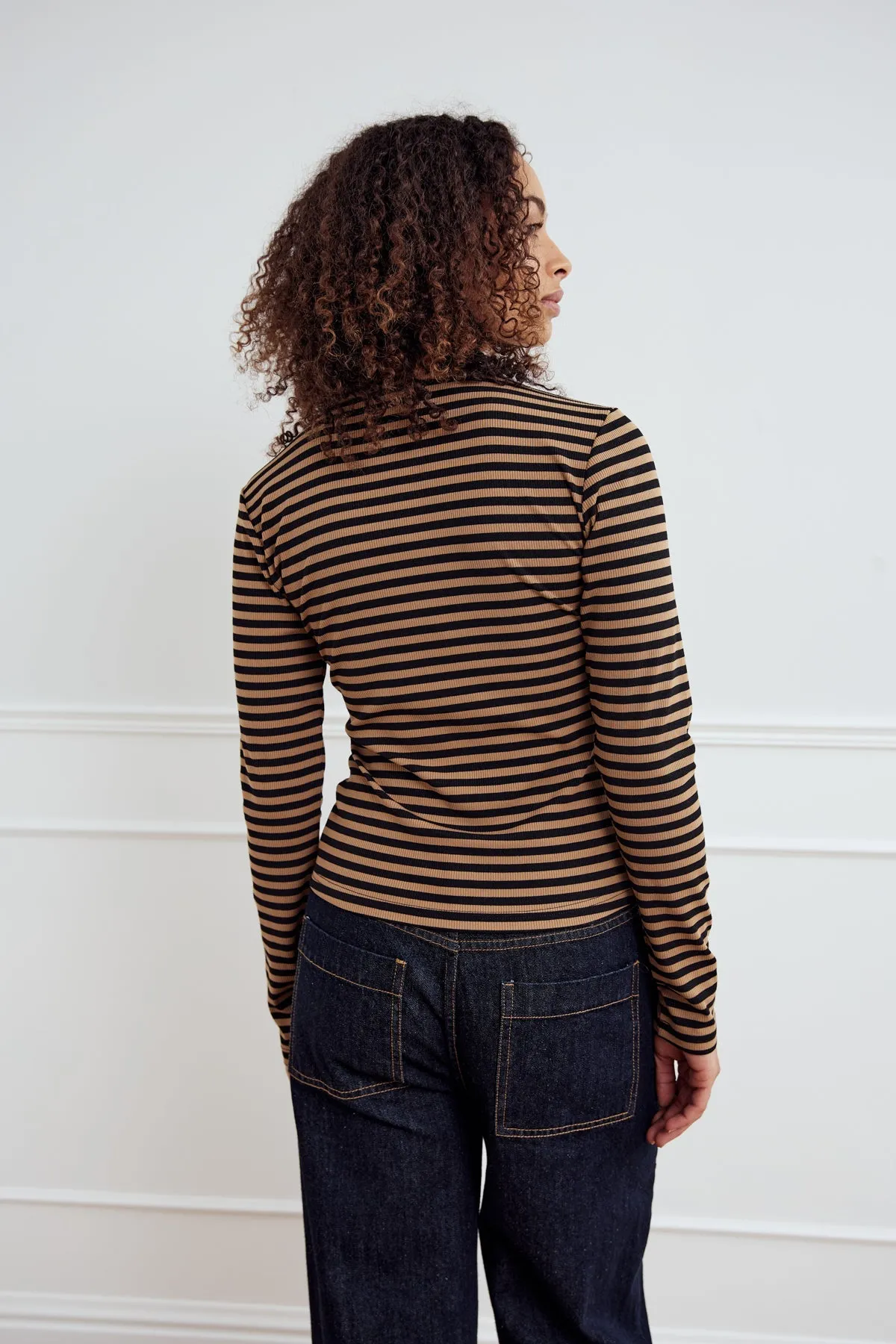 Luana Top Dark Sand Black Stripe sold by Noella Fashion product image thumbnail 3