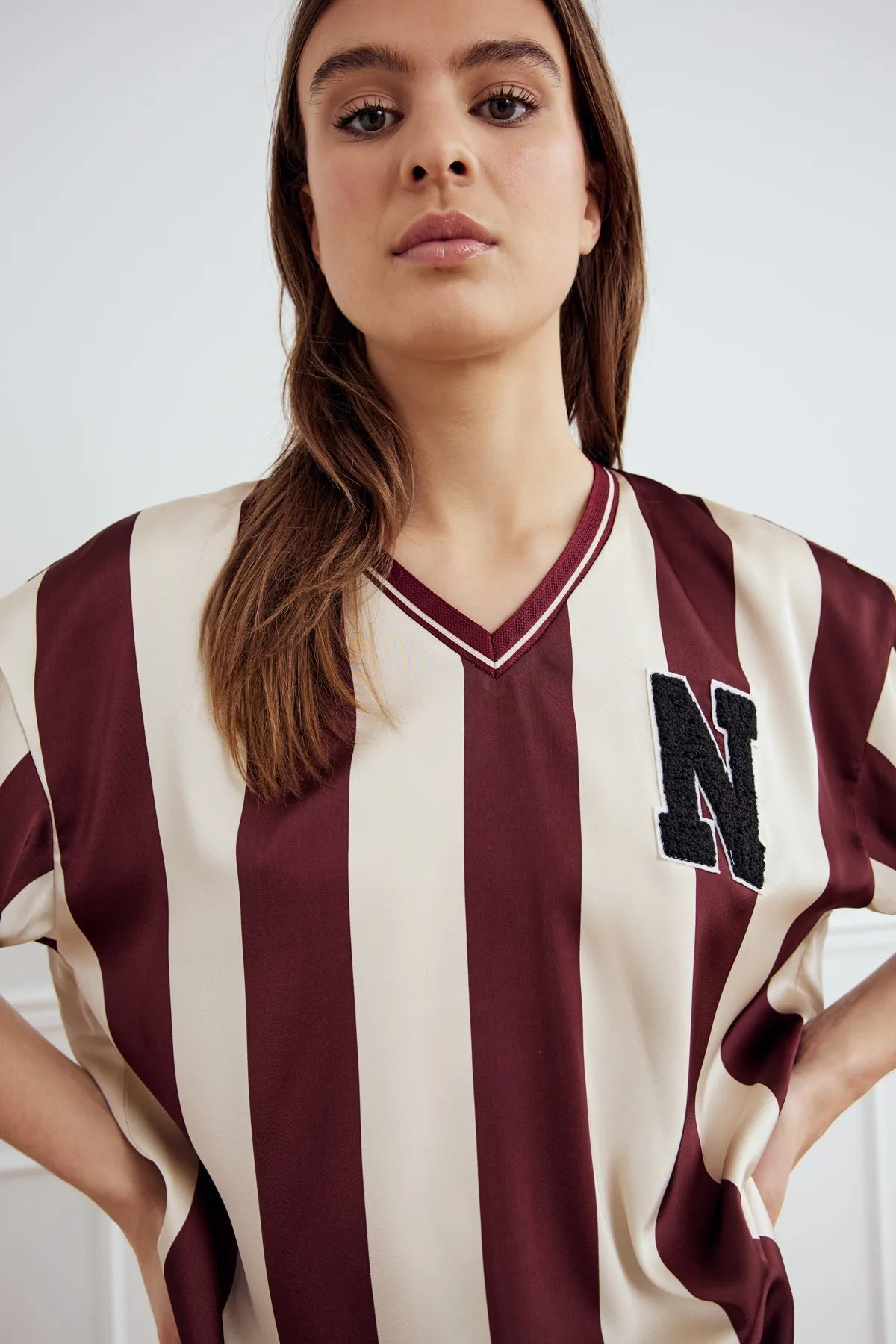 Lucena Blouse Mahogany Ivory Stripe sold by Noella Fashion product image thumbnail 2