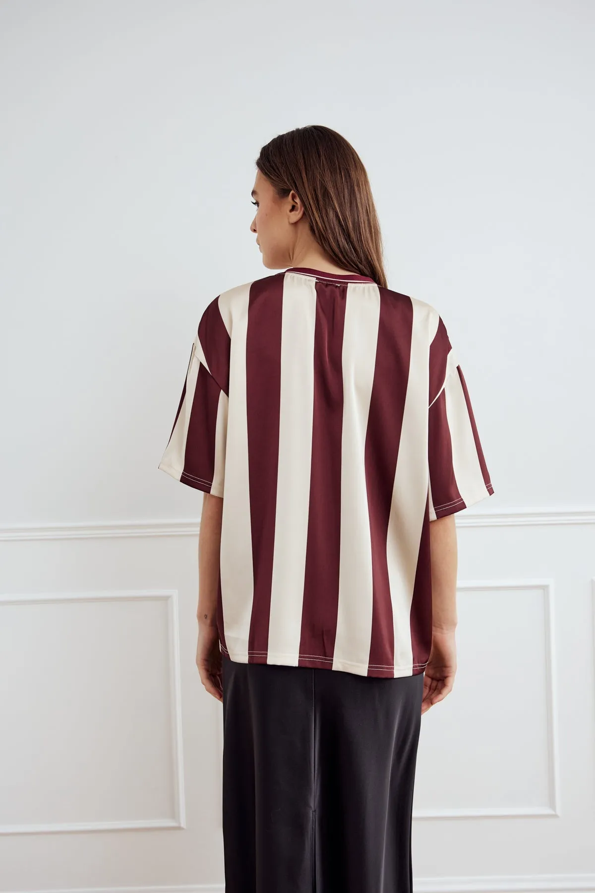 Lucena Blouse Mahogany Ivory Stripe sold by Noella Fashion product image thumbnail 4