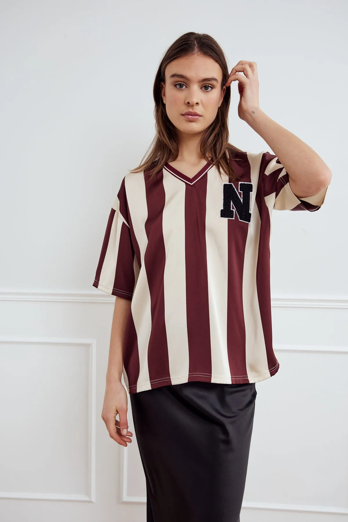 Lucena Blouse Mahogany Ivory Stripe sold by Noella Fashion product image thumbnail 3