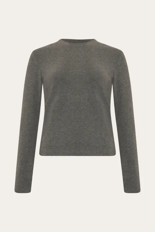 Lidie LS Top Dark Grey Melange sold by Noella Fashion