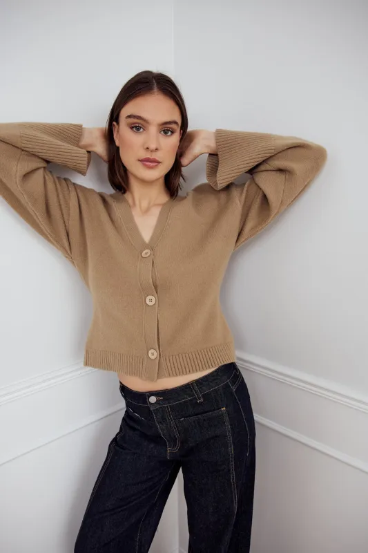 Lenyx Knit Cardigan Timber Brown Melange sold by Noella Fashion