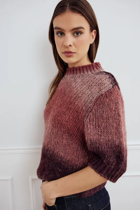 Leana Knit Top Brown Red Combo sold by Noella Fashion