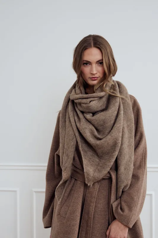 Loena Knit Scarf Brown Melange sold by Noella Fashion