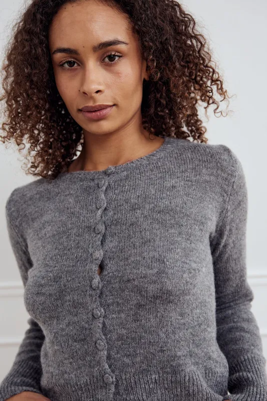 Lya Knit Cardigan Dark Grey Melange sold by Noella Fashion